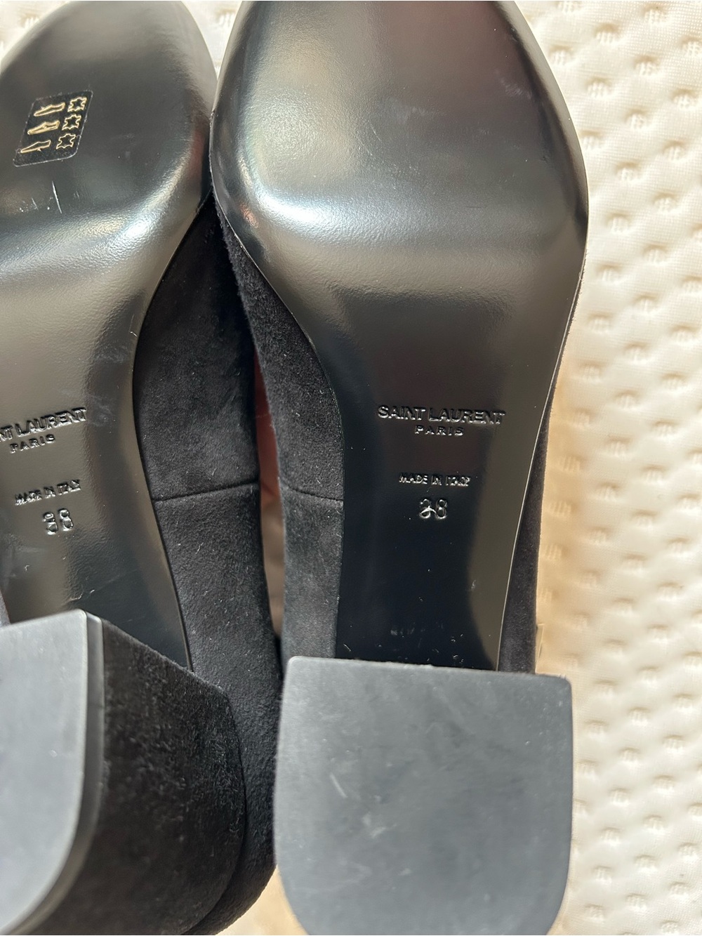 Saint Laurent Babies 70 Black Suede Double Strap Pumps EU 38 - Picture 4 of 10